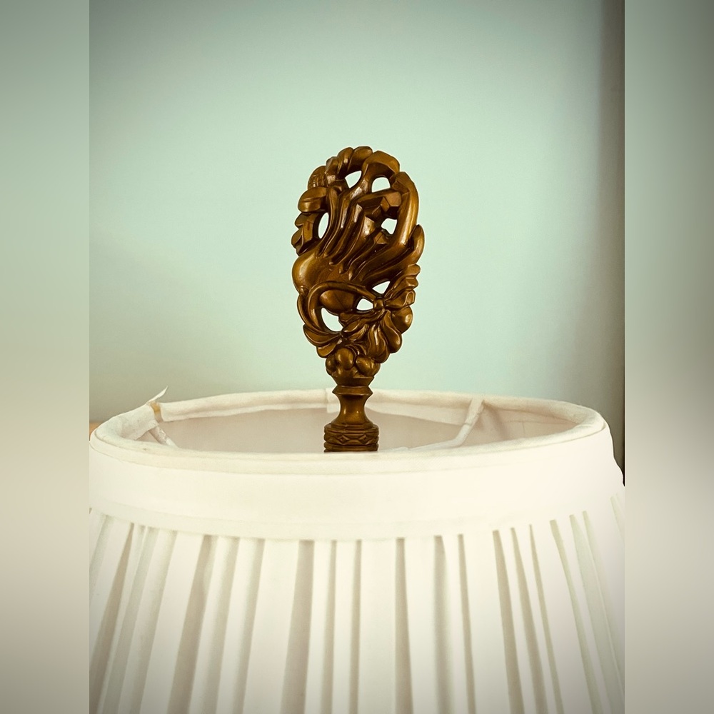 Mid Century Modern Large Filigree Style Lamp Finial Set - Picture 2 of 6